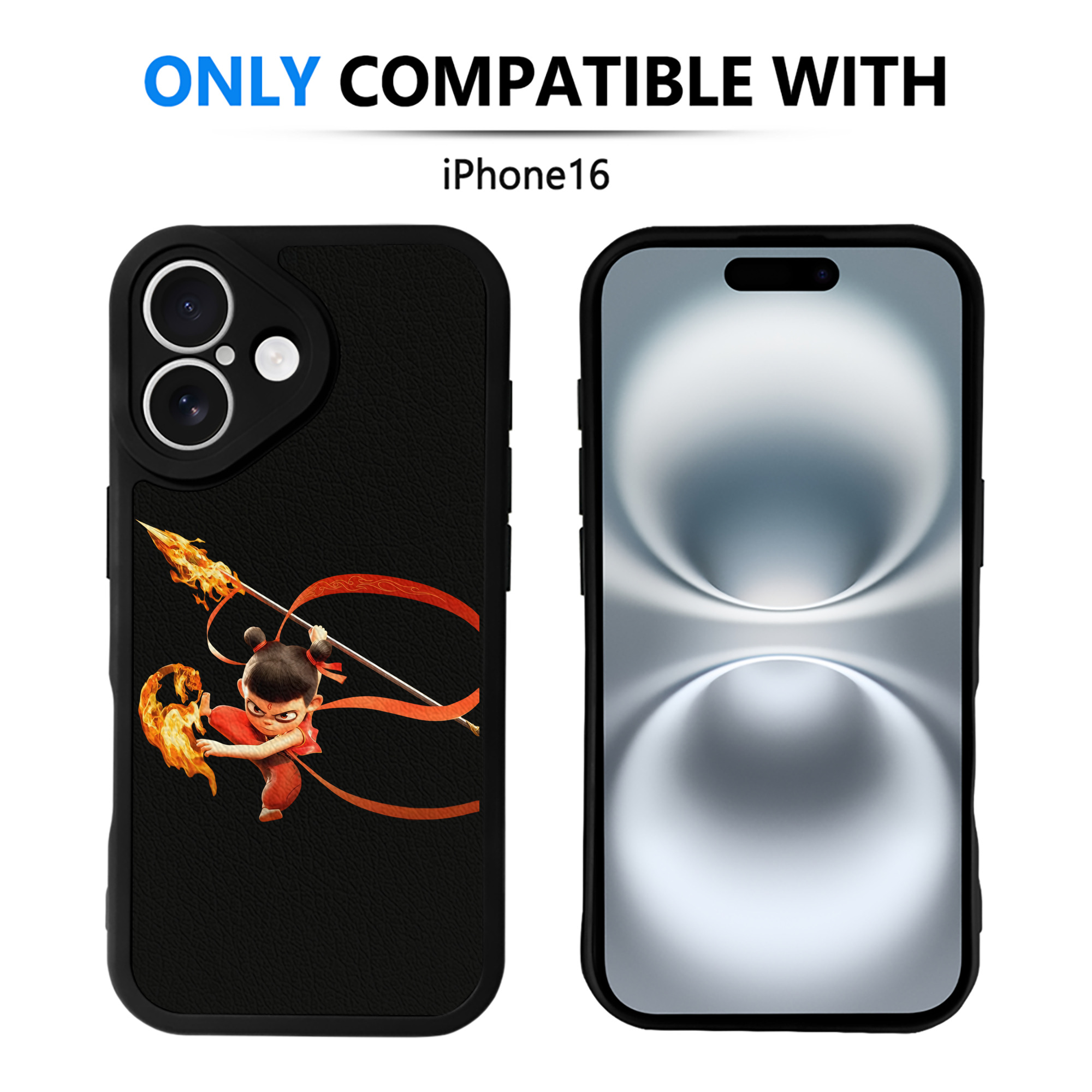 （画像用） Ne Zha 2 ナタ 魔童の大暴れ 【iPhone 16シリーズ対応】シリコンスマホケース（レザー調） 材質：シリコン